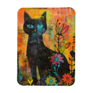 Magnet Flexible Aquarelle Vintage Chat Abstrait (9)