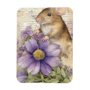 Magnet Flexible Aquarelle Vintage souris de ressort