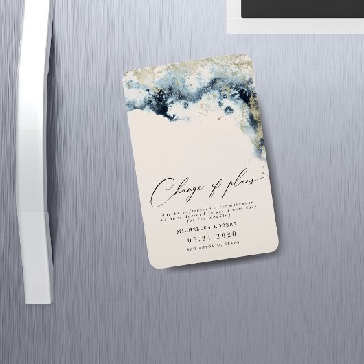 Magnet Flexible Aquarelle Waves Gold Mariage Modifier La Date