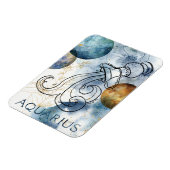 Magnet Flexible Aquarius zodiac bleu noir planètes texte or noir (Côté Gauche)