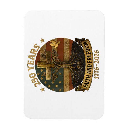 Magnet Flexible Arbre à croix de drapeau 250 ans de foi et de libe (Vertical)