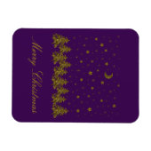 Magnet Flexible Arbre de Noël en or brillant, lune, étoiles sur vi (Horizontal)