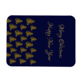 Magnet Flexible Arbre de Noël en or brillant sur Noël bleu (Horizontal)