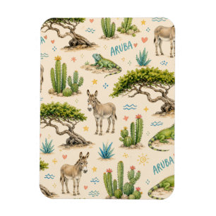 Magnet Flexible Arbre divi d'Aruba, âne, iguane, cactus
