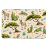 Magnet Flexible Arbre divi d'Aruba, âne, iguane, cactus (Horizontal)