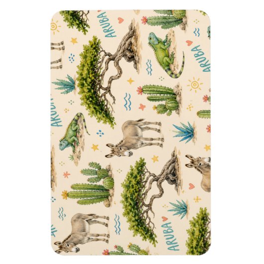 Magnet Flexible Arbre divi d'Aruba, âne, iguane, cactus (Vertical)
