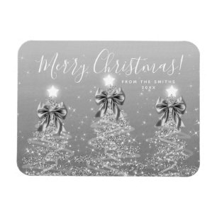 Magnet Flexible Arbres de Noël argentés de vacances élégants + Ann