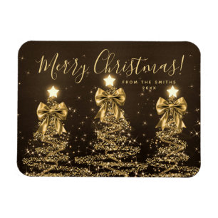 Magnet Flexible Arbres de Noël élégants de vacances en or + Année