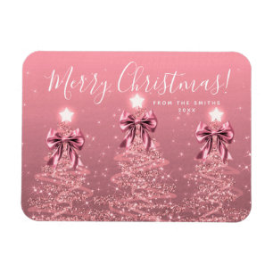 Magnet Flexible Arbres de Noël Rose Pâle Élégants pour les Fêtes