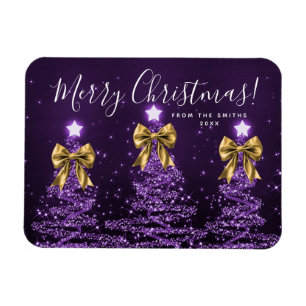 Magnet Flexible Arbres de Noël Violet Élégant Vacances Or