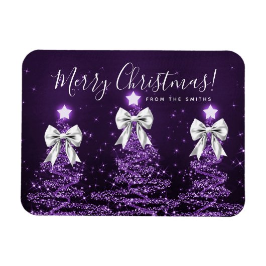 Magnet Flexible Arbres de Noël violets de vacances salutation Arge (Horizontal)