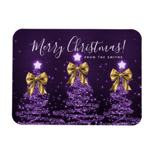 Magnet Flexible Arbres de Noël violets de vacances salutation Or