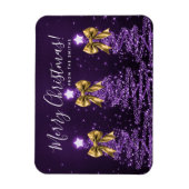 Magnet Flexible Arbres de Noël violets de vacances salutation Or (Vertical)