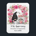 Magnet Flexible Arc floral rose Gnome 50e anniversaire de Mariage<br><div class="desc">Personnalisé 50e anniversaire mariage garde l'aimant de saké avec un design avec un gnomes de mariée et de mariée et une illustration d'arche florale rose. Modifiez le modèle avec n'importe quelle année et message.</div>