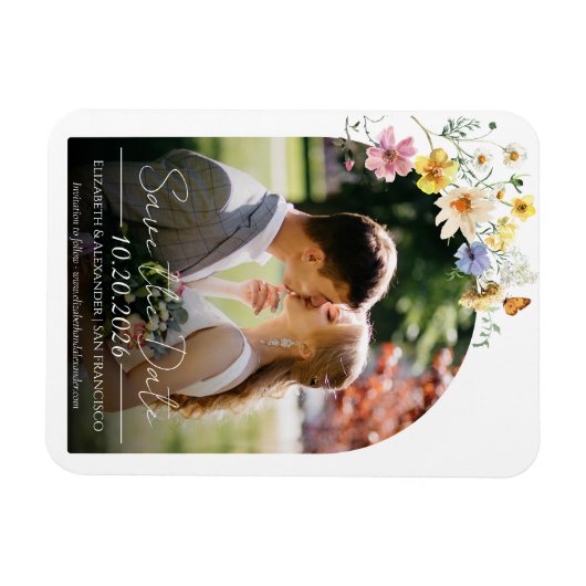 Magnet Flexible Arch fleur sauvage | Photo Boho Enregistrer la dat (Horizontal)