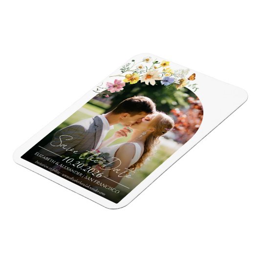 Magnet Flexible Arch fleur sauvage | Photo Boho Enregistrer la dat (Côté Gauche)