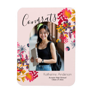 Magnet Flexible Arch moderne rose floral photo Graduation