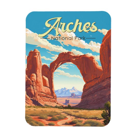 Magnet Flexible Arches National Park Illustration Rétro (Vertical)