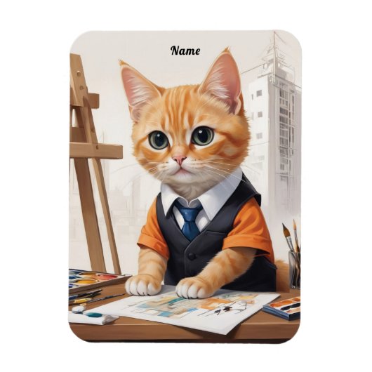 Magnet Flexible Architecte sophistiqué Chat Ginger Kitten Art (Vertical)