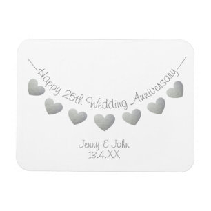 Magnet Flexible Argent 25e anniversaire mariage de l'échange de ca