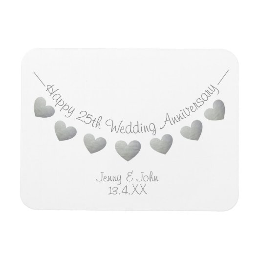 Magnet Flexible Argent 25e anniversaire mariage de l'échange de ca (Horizontal)