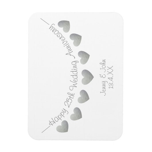 Magnet Flexible Argent 25e anniversaire mariage de l'échange de ca (Vertical)
