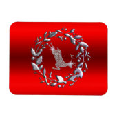 Magnet Flexible Argent Reindeer à Noël rouge (Horizontal)