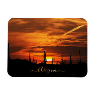 Magnet Flexible Arizona pittoresque Saguaros au coucher du soleil
