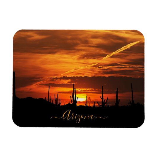 Magnet Flexible Arizona pittoresque Saguaros au coucher du soleil (Horizontal)