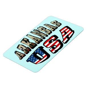 Magnet Flexible Arkansas Picture et USA Flag Text