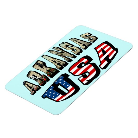 Magnet Flexible Arkansas Picture et USA Flag Text (Côté Gauche)