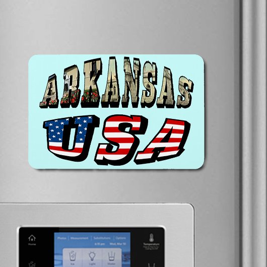 Magnet Flexible Arkansas Picture et USA Flag Text