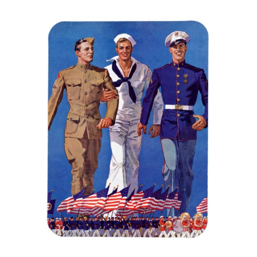 Magnet Flexible Armée, Marine et Marines (Vertical)