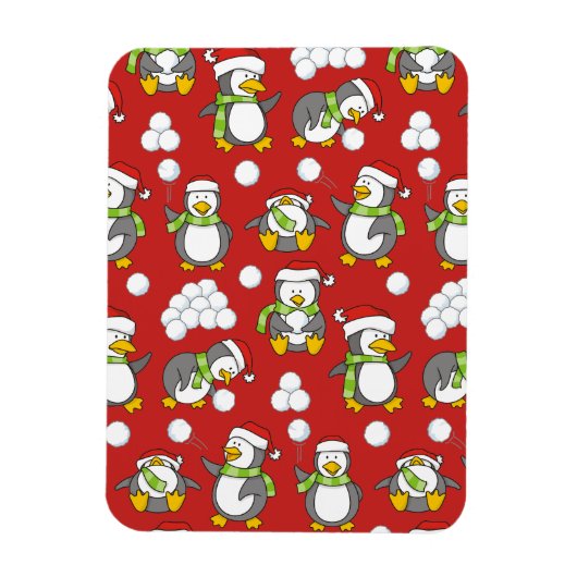 Magnet Flexible Arrière - plan de pingouins de Noël (Vertical)
