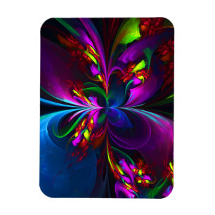 Magnet Flexible Art abstrait floral moderne motif rouge bleu #15