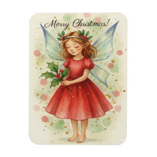 Magnet Flexible Art aquarelle de fée de Noël