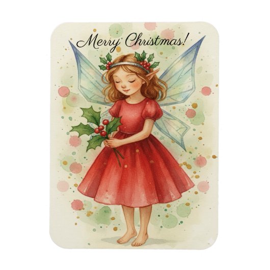 Magnet Flexible Art aquarelle de fée de Noël  (Vertical)