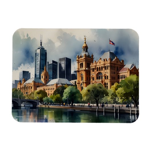 Magnet Flexible art aquarelle de Melbourne (Horizontal)