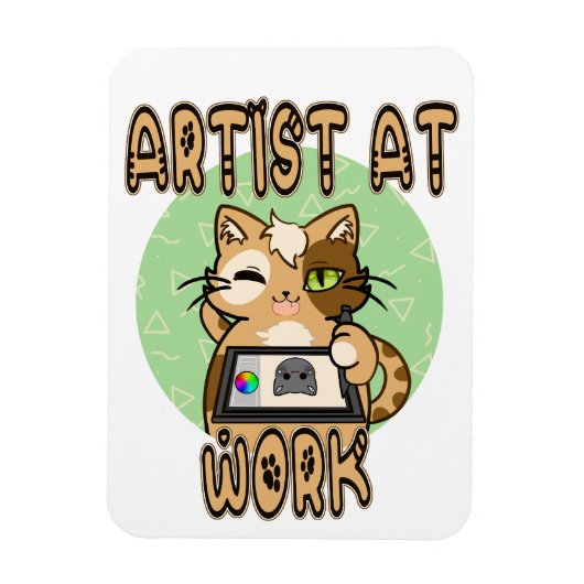 Magnet Flexible Art at work cute cat design (Vertical)
