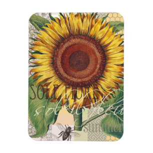 Magnet Flexible Art de fleur de damas vintage tournesol