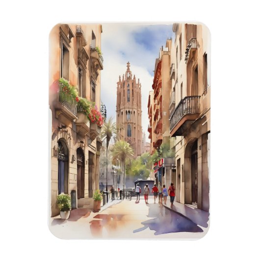 Magnet Flexible Art de l'aquarelle de Barcelone (Vertical)