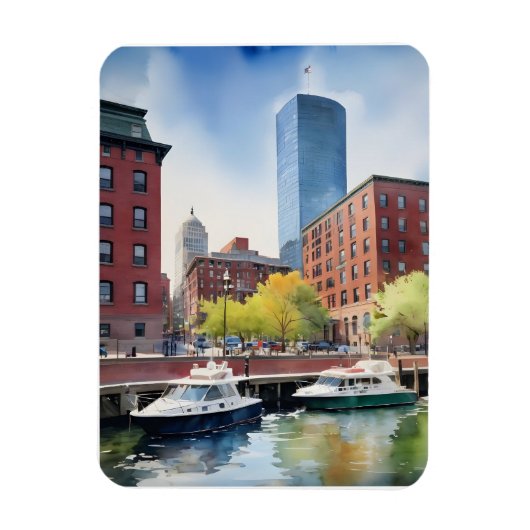 Magnet Flexible Art de l'aquarelle de Boston (Vertical)