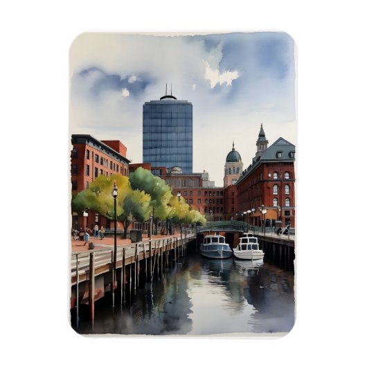Magnet Flexible Art de l'aquarelle de Boston (Vertical)
