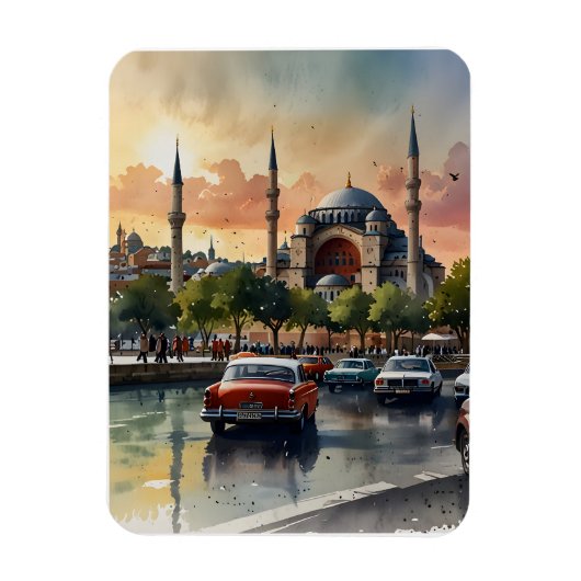Magnet Flexible Art de l'aquarelle d'Istanbul (Vertical)