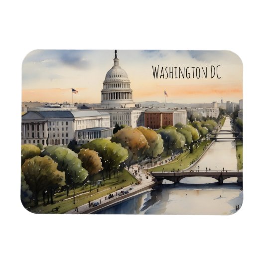 Magnet Flexible Art de l'aquarelle Washington DC (Horizontal)