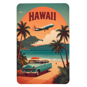 Magnet Flexible Art de voyage touristique à Hawaï milieu du siècle