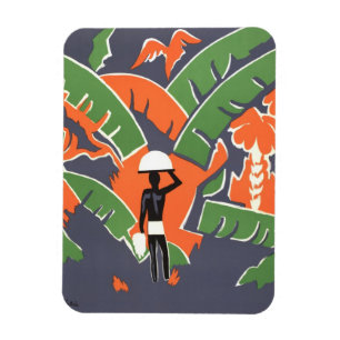 Magnet Flexible Art Déco Vintage Voyage, Autochtone dans la Jungle
