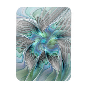 Magnet Flexible Art fractal fantaisie papillon bleu vert abstrait
