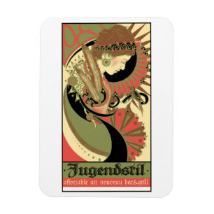 Magnet Flexible Art Nouveau, Restaurant, Publicité Vintage Pos