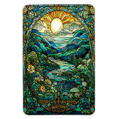 Magnet Flexible Art Nouveau Verre Tiré Soleil Levant Paysage Art (Vertical)